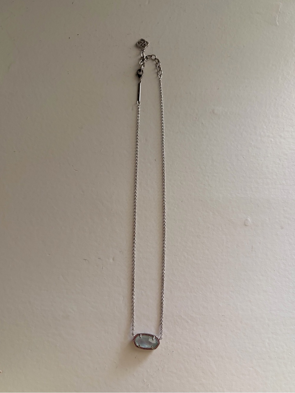 Kendra Scott Silver Elton Necklace with Blue Stone